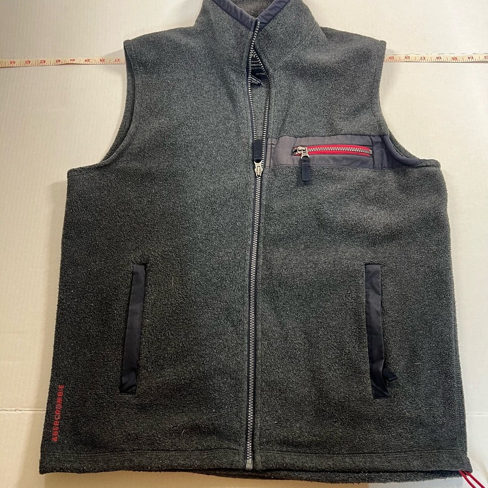 Abercrombie & Fitch Mens M Fleece Vest GrayY2K Gorpcore Layering Utility Outdoor